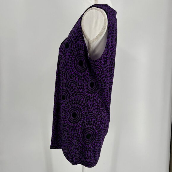 Fashion Bug Purple & Black Sleeveless Geometric Pattern Top Womens Size XL - Picture 4 of 7